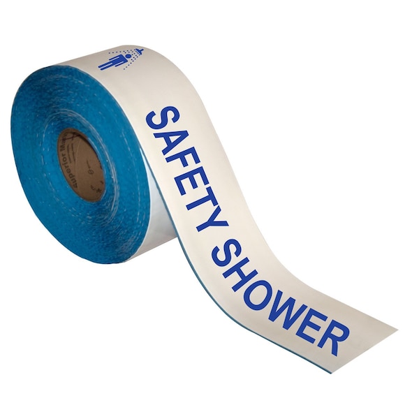 Superior Mark Floor Marking Message Tape, 4in x 100Ft , SAFETY SHOWER KEEP CLEAR IN-40-746I - main